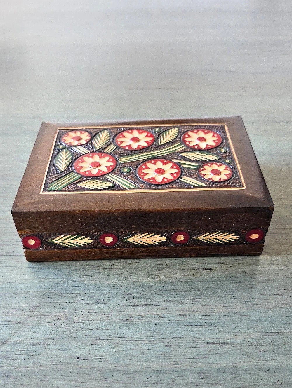 Polish Folk Art Floral Wooden Box
